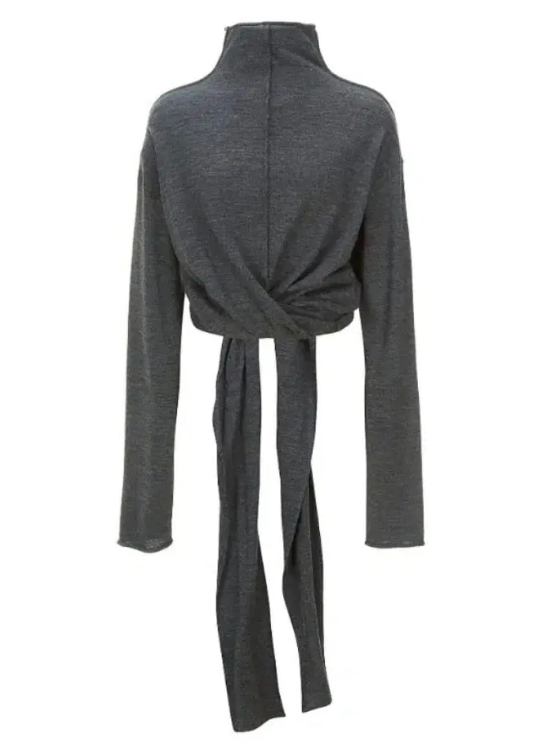 르917 웨이스트 랩 니트탑 챠콜 상품이미지2