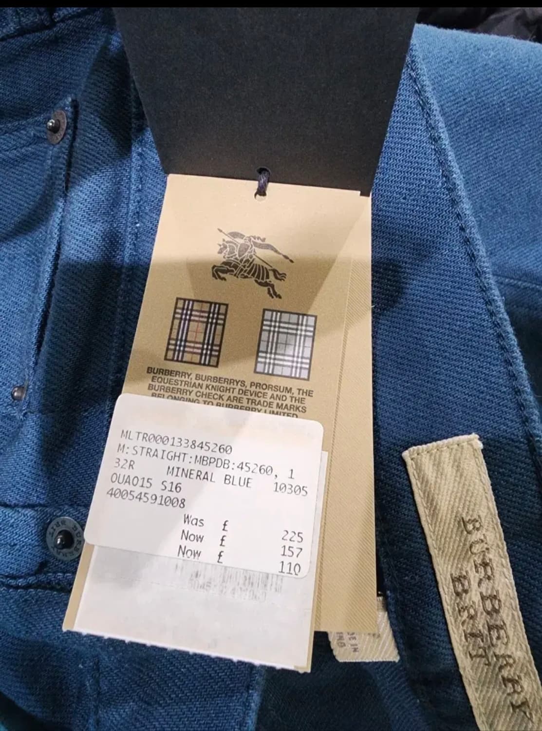 버버리 매장정품 스판기 바지 32  새제품 상품이미지6