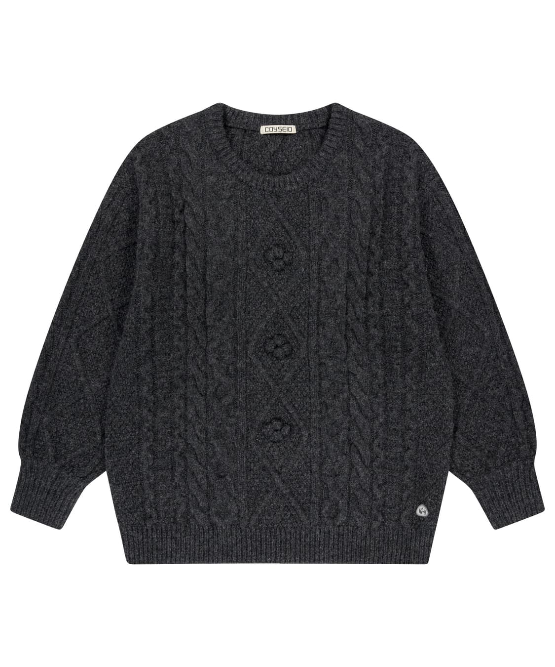 코이세이오 폼폼 케이블 니트 차콜 상품이미지1