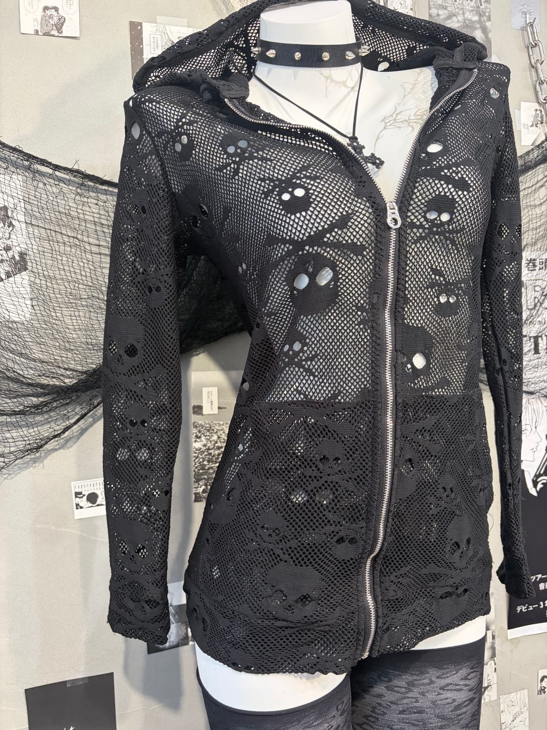 Gothic mesh skull detail hoodie zip up 상품이미지9