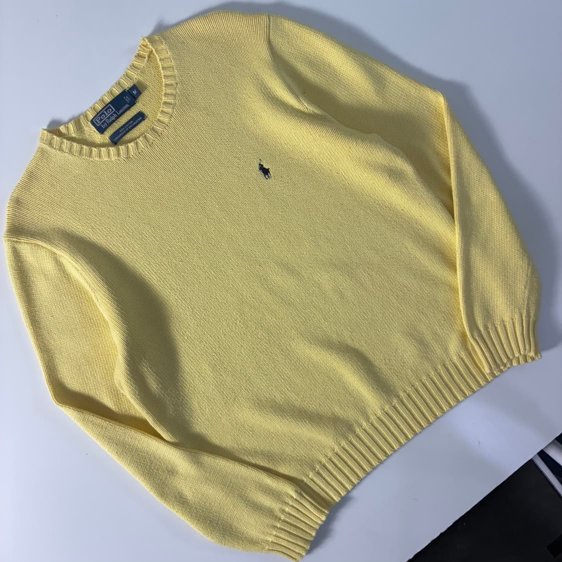 Polo 폴로 랄프로렌 크림 옐로우 코튼 라운드 니트 상품이미지2