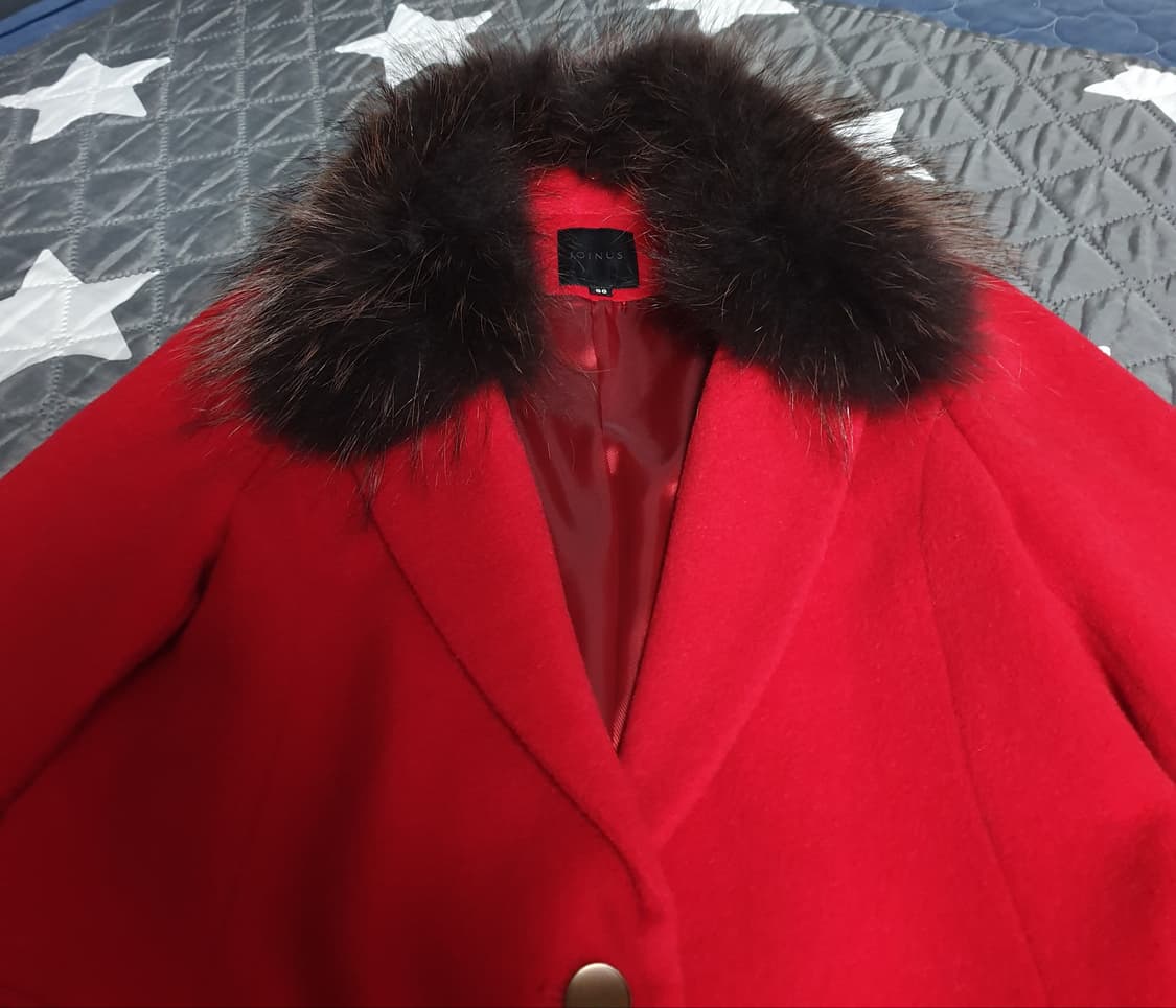 조이너스 라쿤퍼 울90%혼방 싱글코트 레드 (66) 상품이미지2