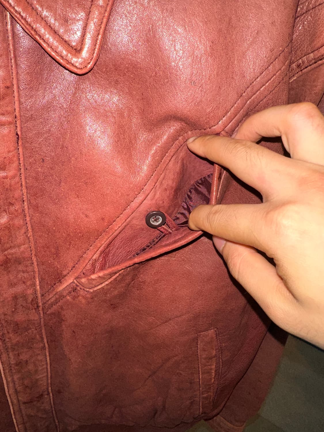 90’s Japanese Shel leather aging jacket 상품이미지6