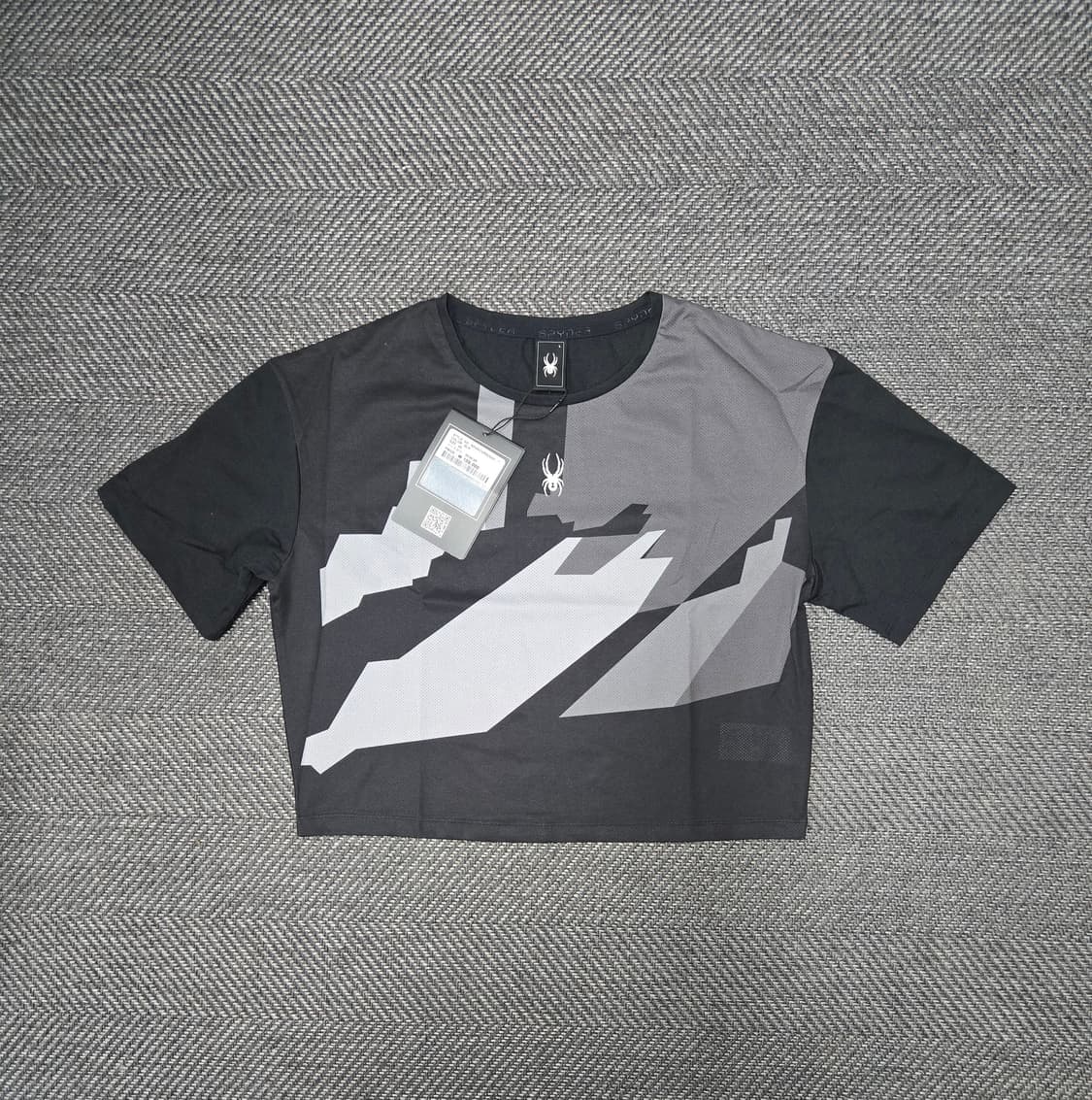 스파이더 크롭 반팔 티셔츠 블랙/그레이 상품이미지1
