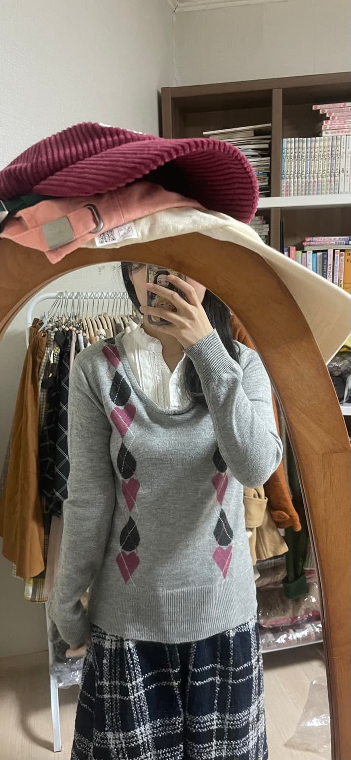 모리걸 빈티지 하트 레이스 레이어드 니트 🩶💗 상품이미지4