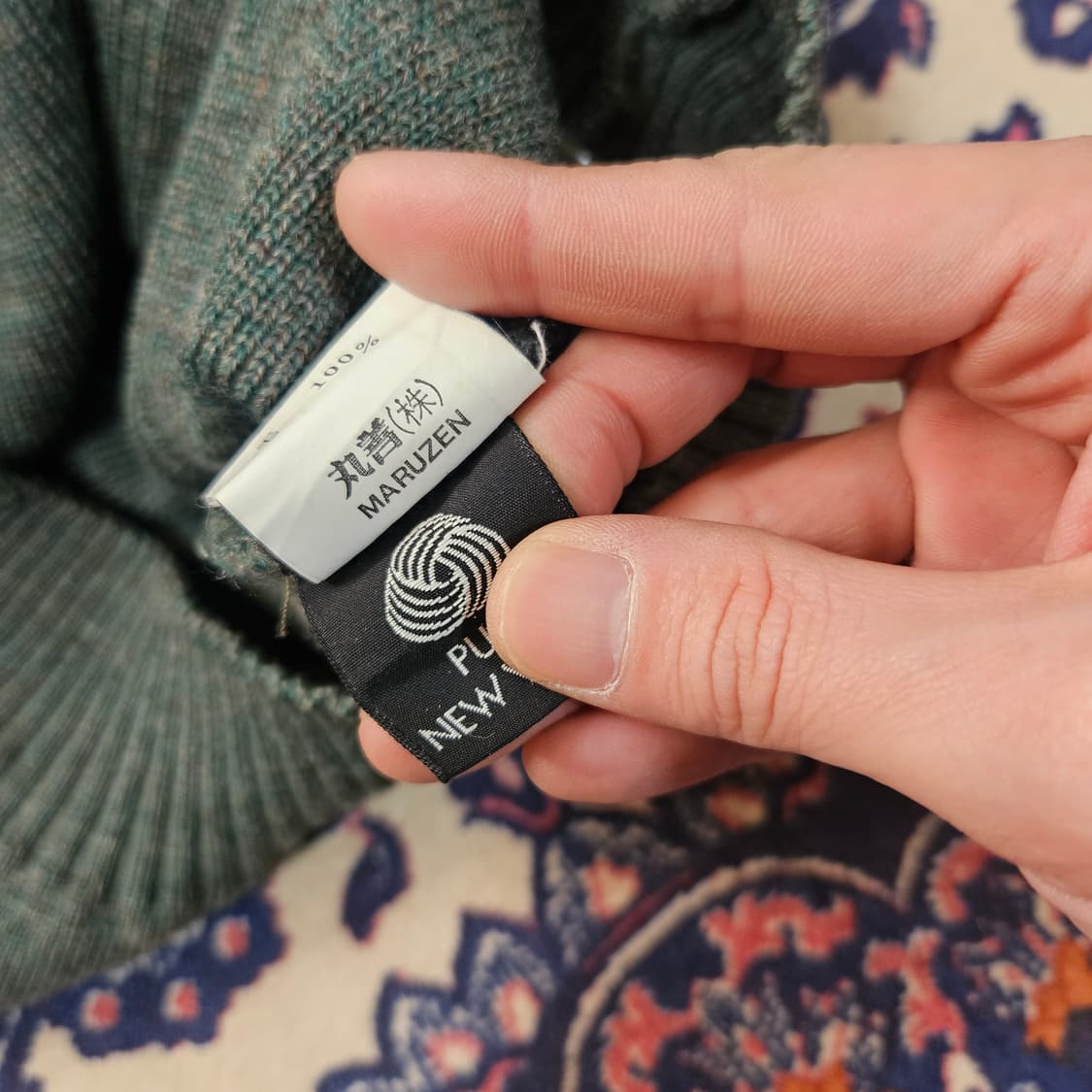 버버리 80's 코만도 울 카키 가죽 패치 블럭 가디건 자켓  상품이미지6