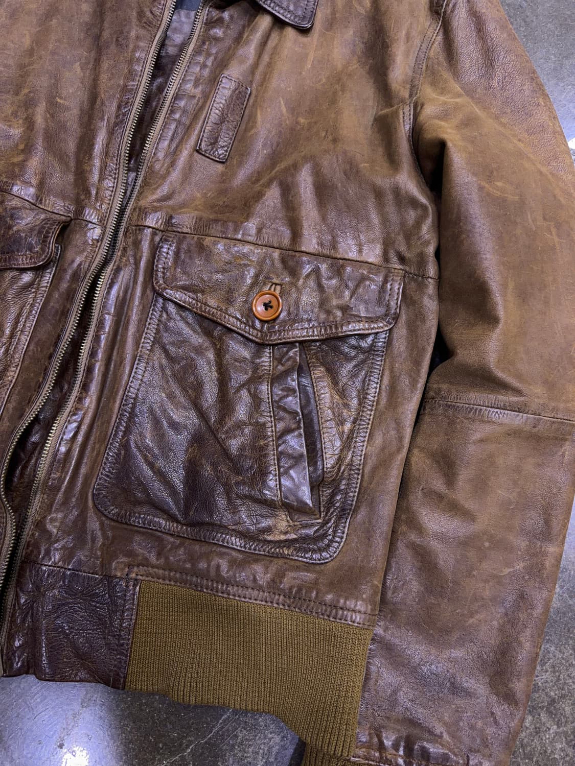 자라 빈티지 G-1 레더 가죽자켓 봄버 브라운 M 상품이미지6