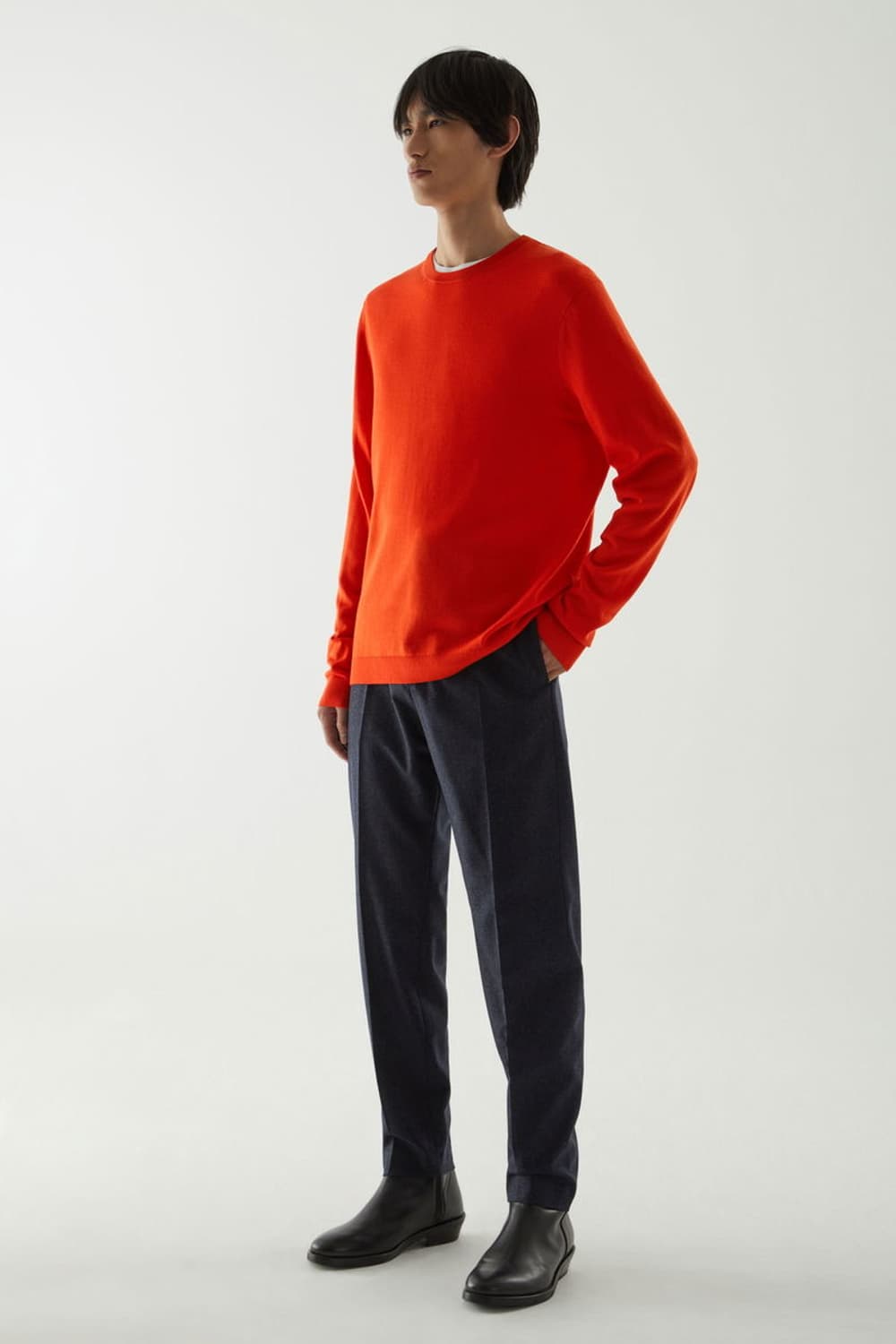 남성 메리노 울100% 니트 오렌지 XL사이즈 상품이미지7