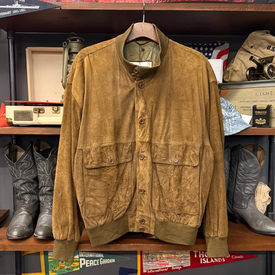 90s 스트리와 독일생산 리얼레더 스웨이드 블루종 자켓 N861   상품이미지1