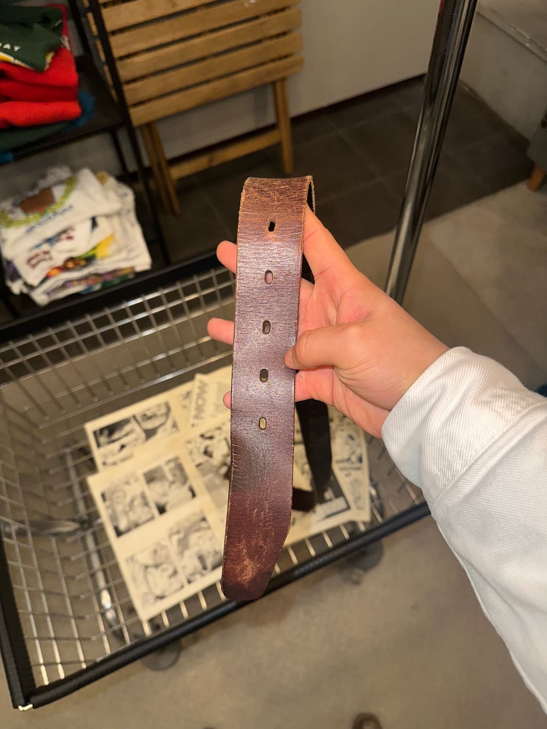 Genuine leather aging brown belt 상품이미지8