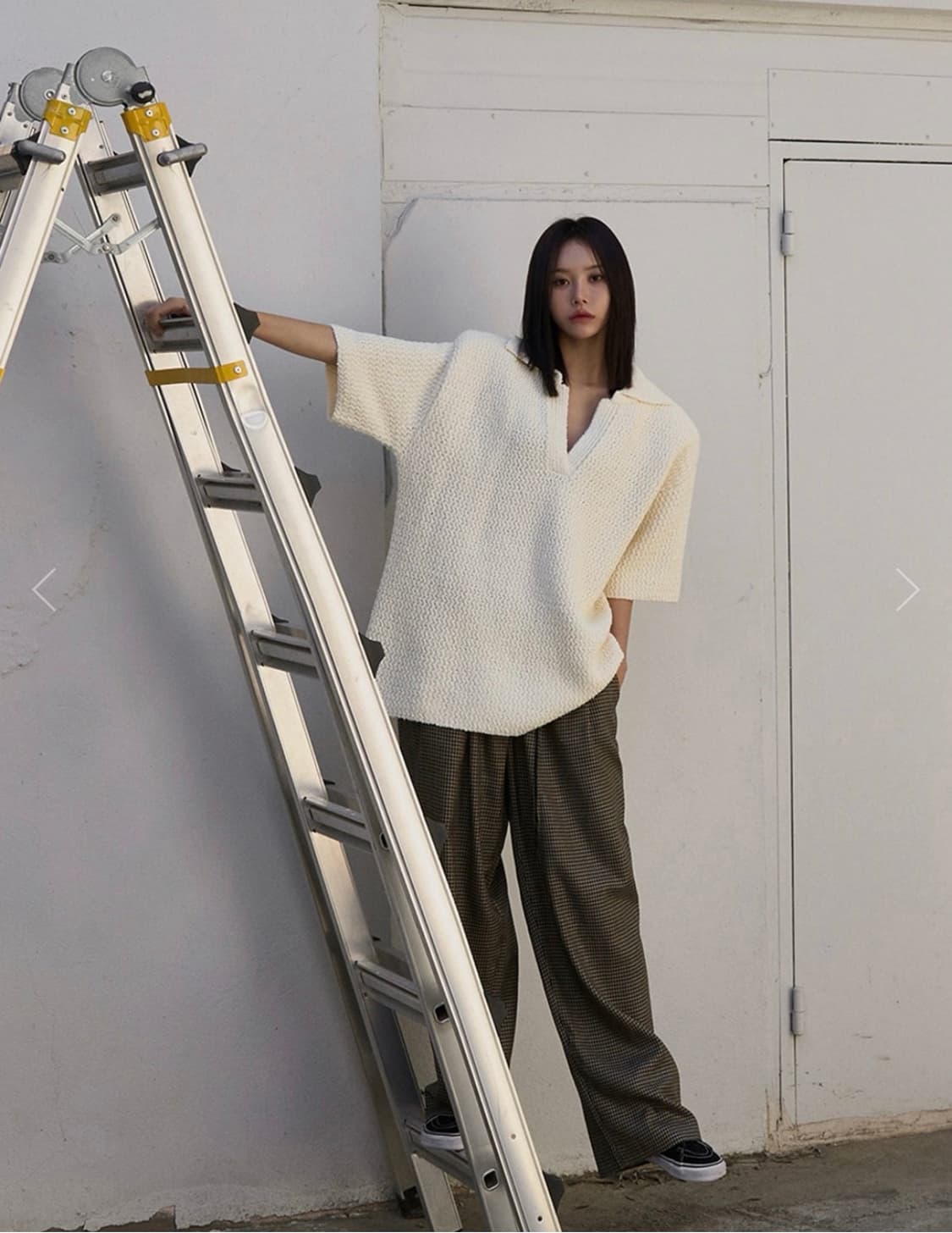 새상품) 랑거 후리 카라 박시핏 니트 아이보리 langer 상품이미지1