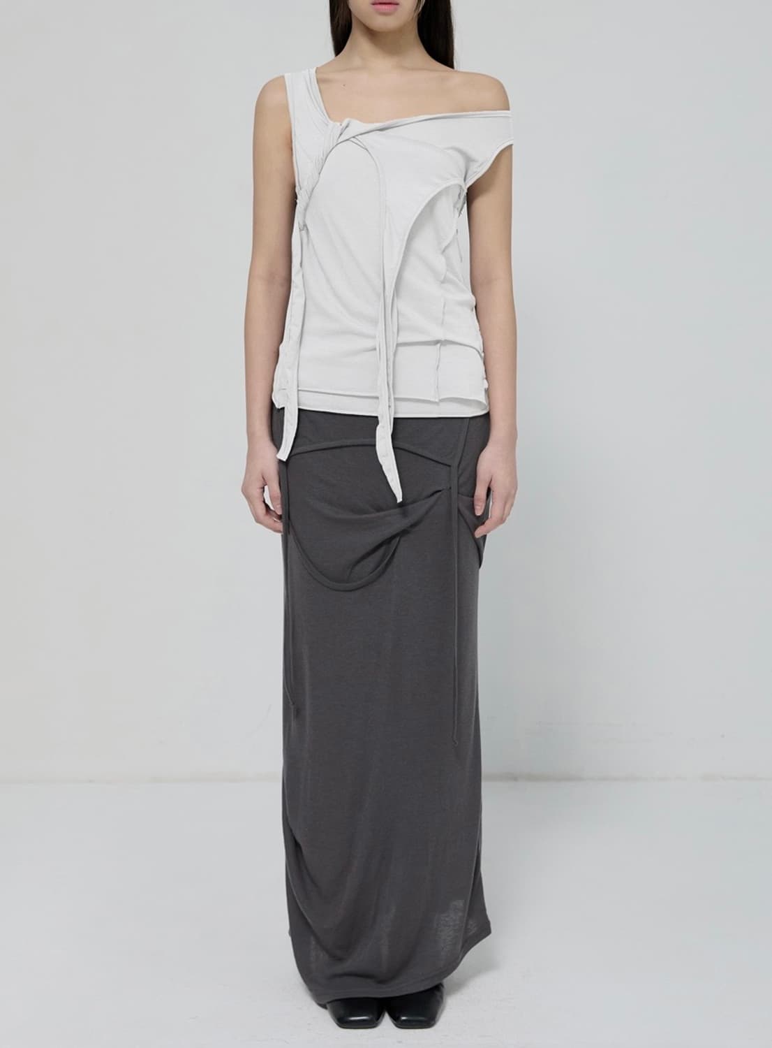 flareup 플레어업 3-레이어드 브레이드 슬리브리스 (화이트) 상품이미지4