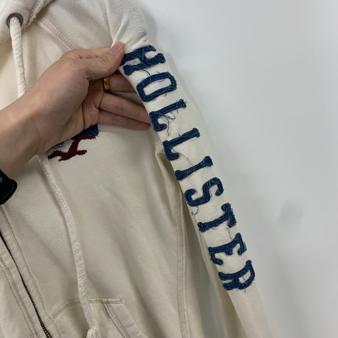 홀리스터 y2k 와투케 딱붙 아이보리 후드집업 상품이미지5