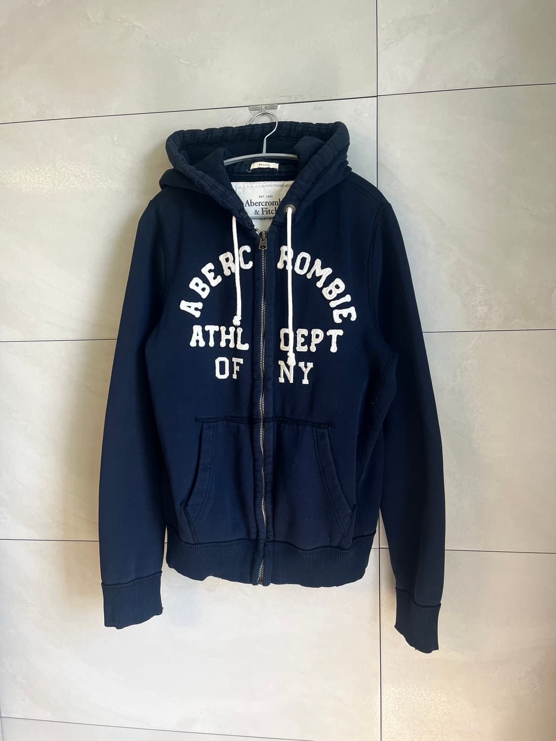 [2XL] 아베크롬비 스펠로고 대장 후드집업 네이비 상품이미지3