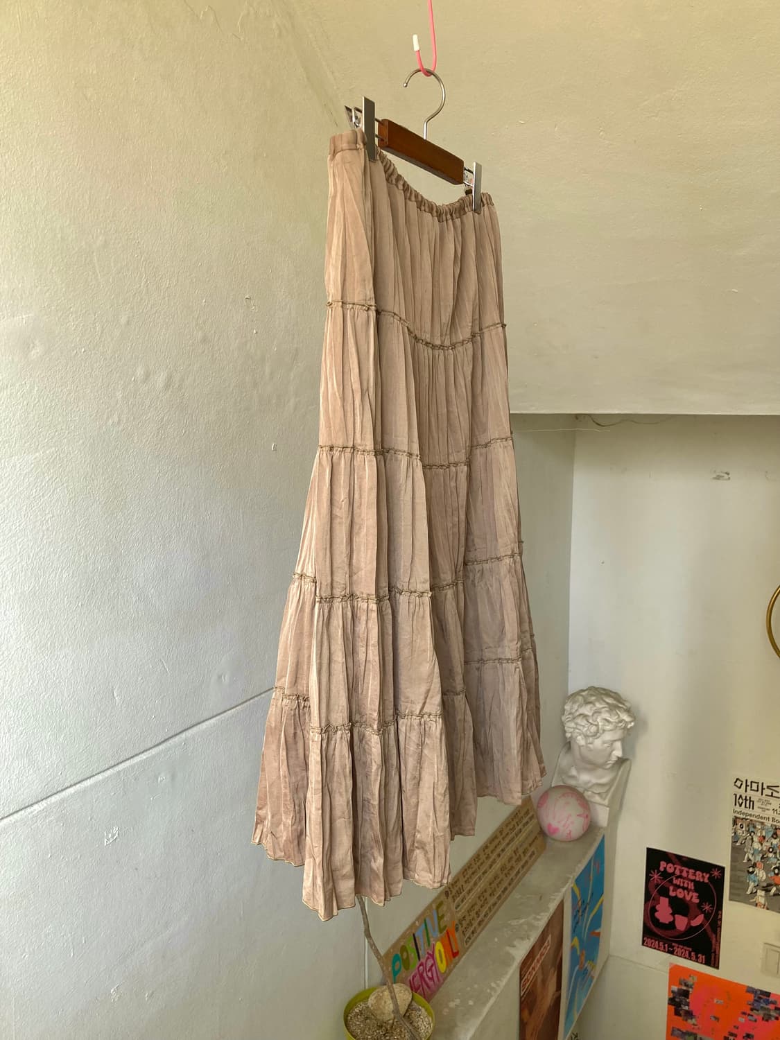 에스닉 캉캉 플리츠 롱 스커트 상품이미지8