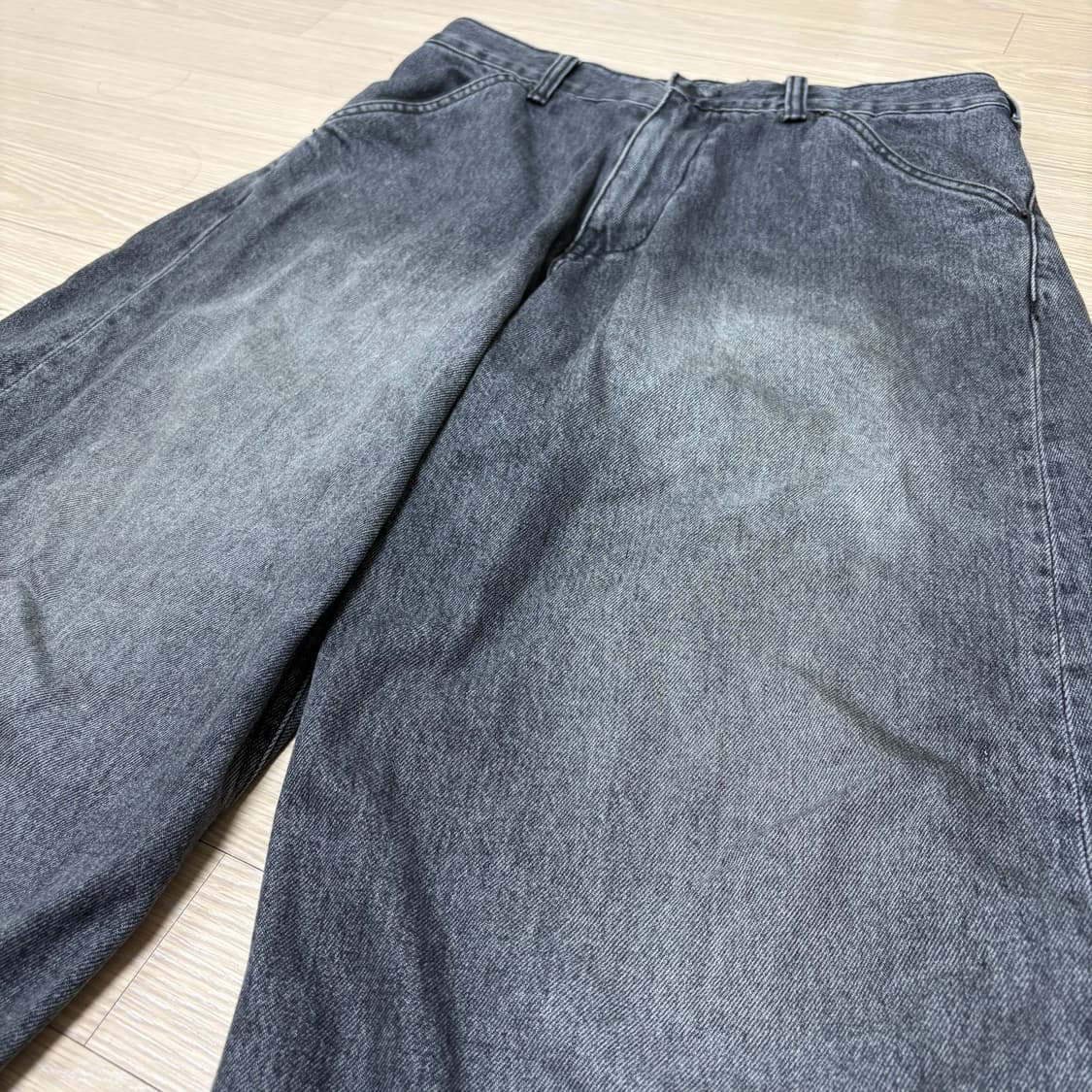 해칭룸 와이드 커브진 워시드블랙 3사이즈 상품이미지2