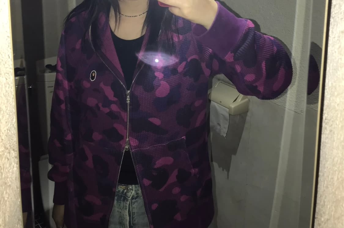 베이프 퍼플 카모 와플 후드집업 M 상품이미지2
