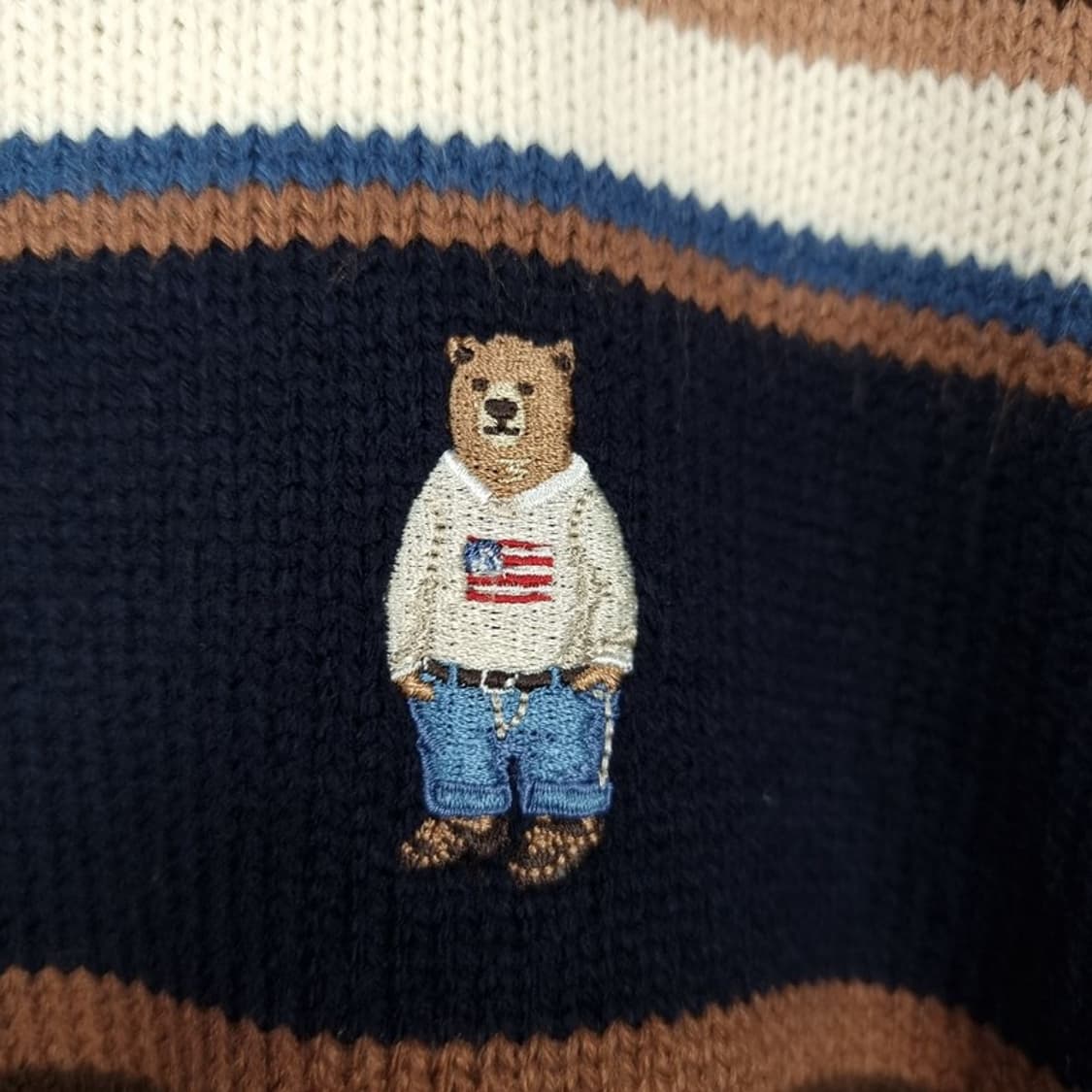 [후아유] 곰돌이 자수 스트라이프 니트 M18960 상품이미지6