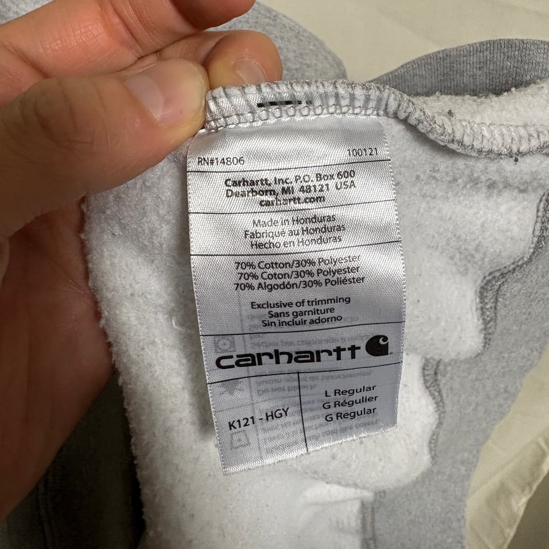 칼하트 로고 패치 기모 후드티 / 그레이, L 상품이미지8