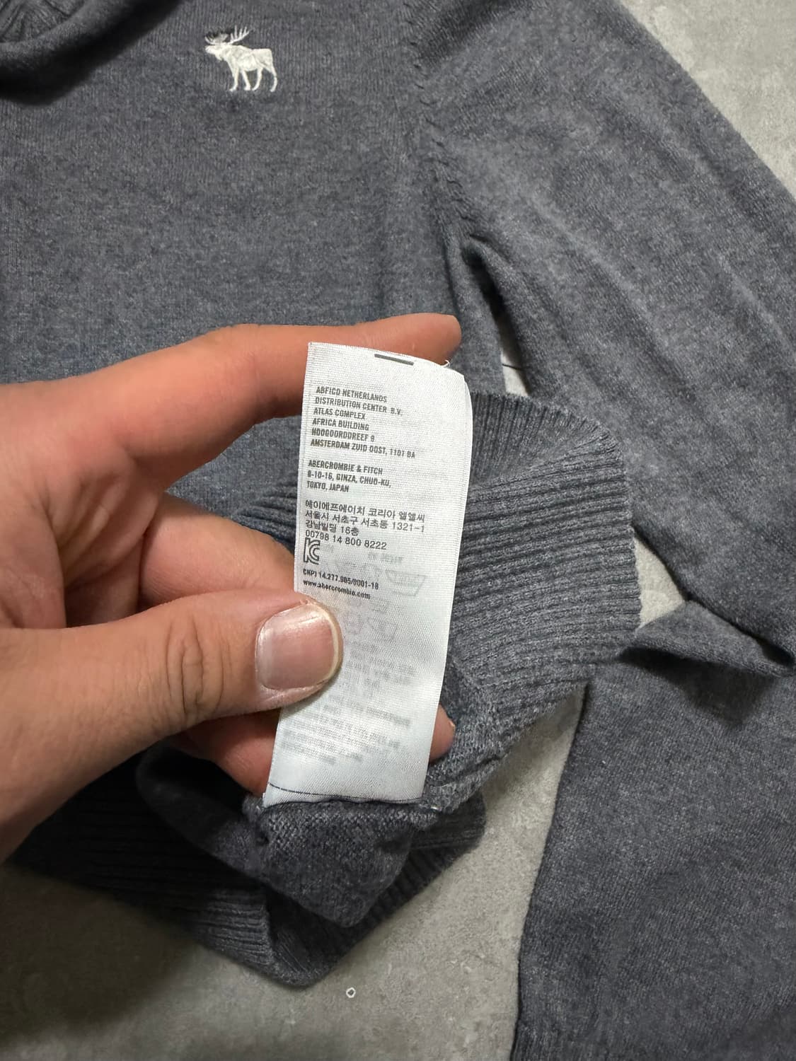 00s 아베크롬비 그레이컬러 미니로고 빈티지 코튼 니트 95size   상품이미지6