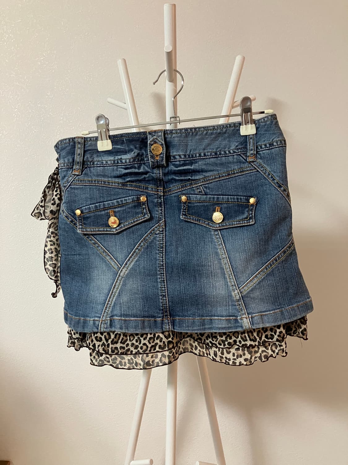 에고이스트 오네갸루 데님스커트 미니스커트 레오파드 호피레이어드 y2k 상품이미지4