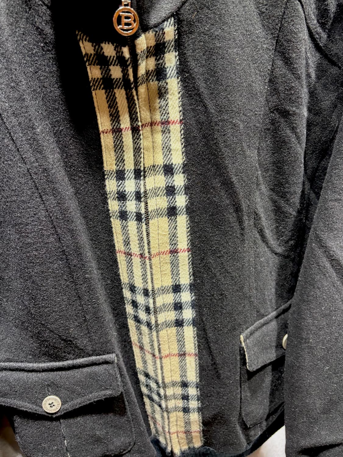 L BURBERRY 버버리 투포켓 노바체크 라인 모직 블루종 상품이미지4