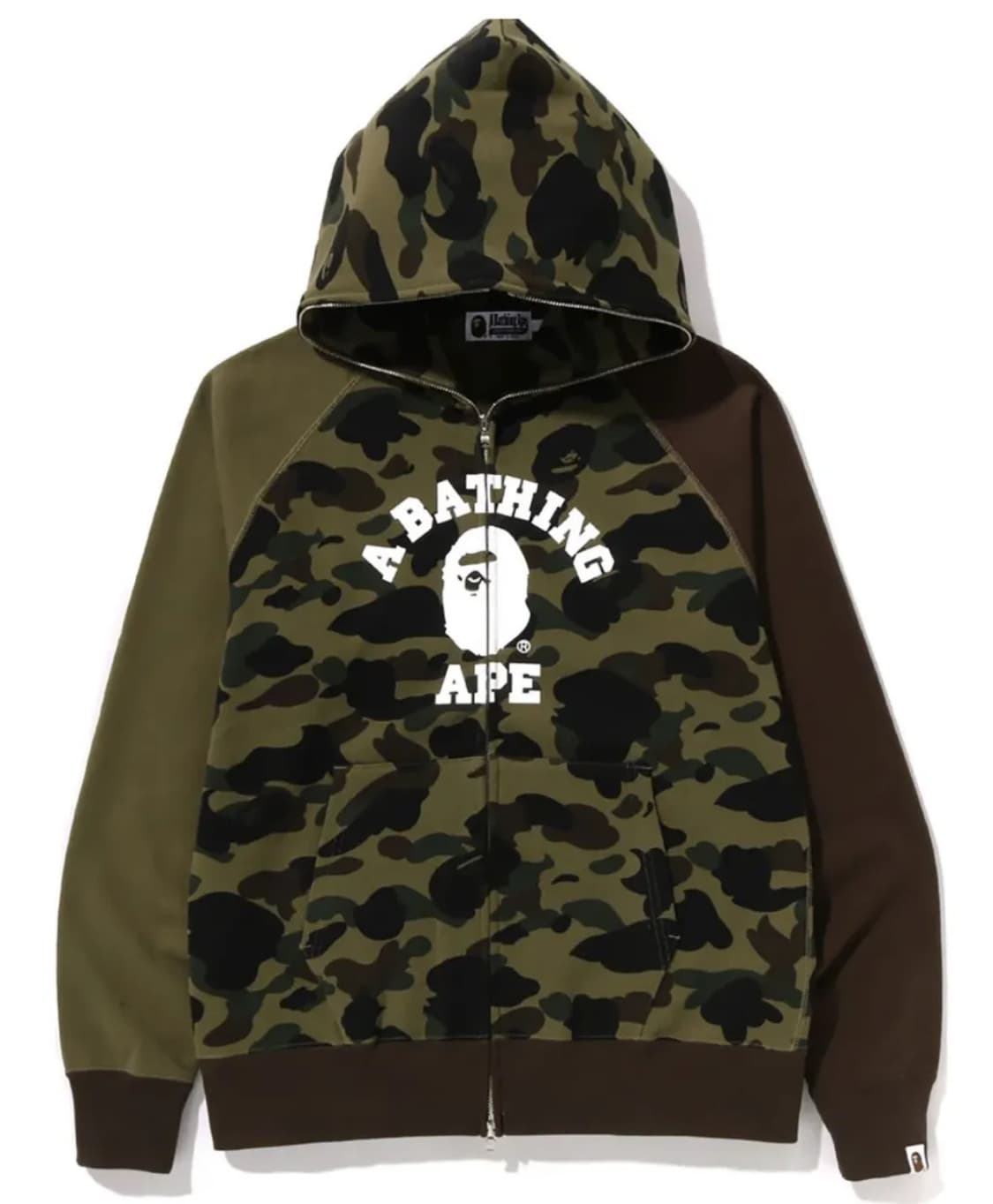 베이프 퍼스트 카모 크레이지 컬리지 후드집업 카키(녹계) 상품이미지1