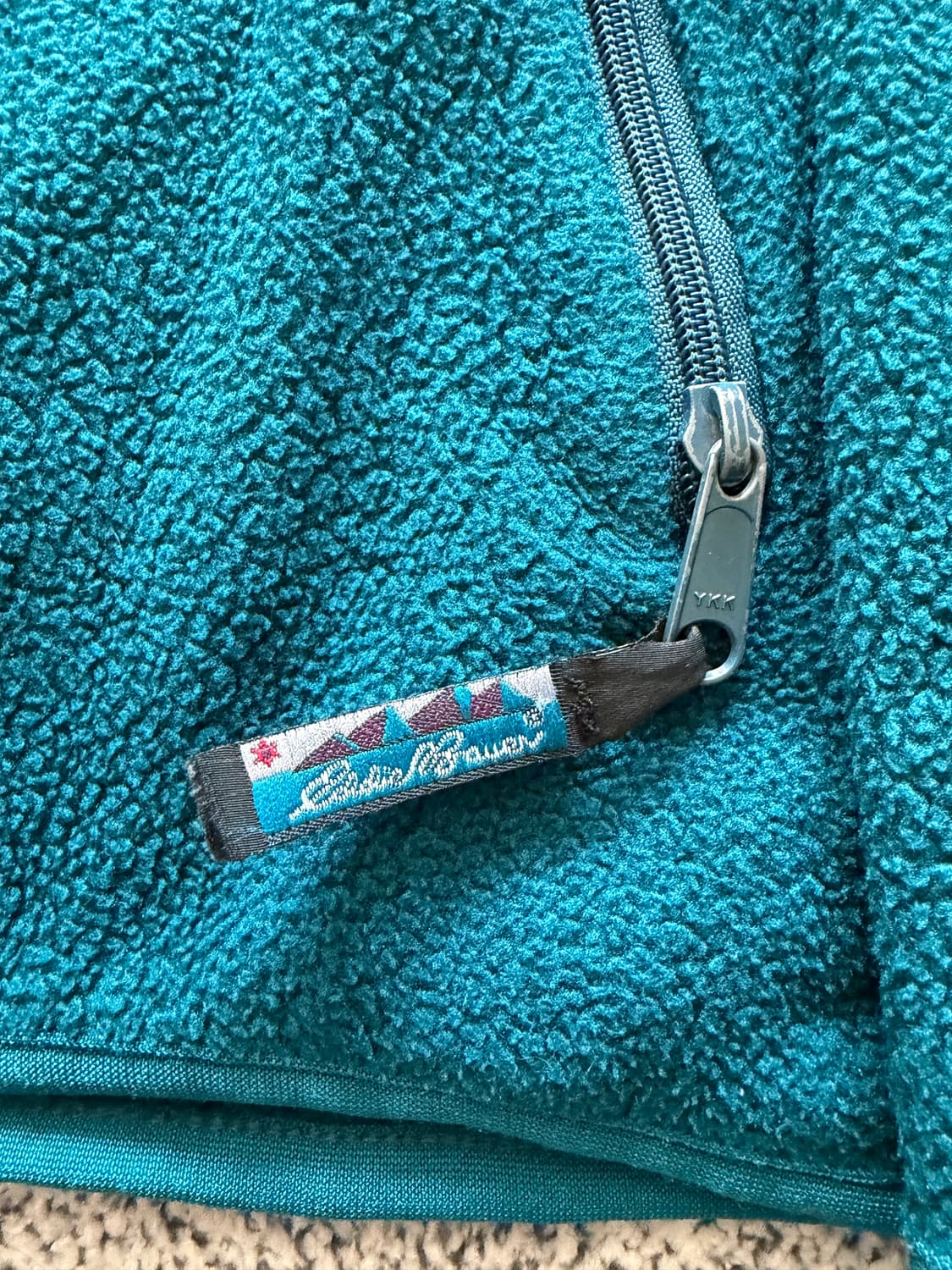 90s 빈티지 에디바우어 폴라텍 쿼터 집업 아쿠아틸 xl us메이드 상품이미지3