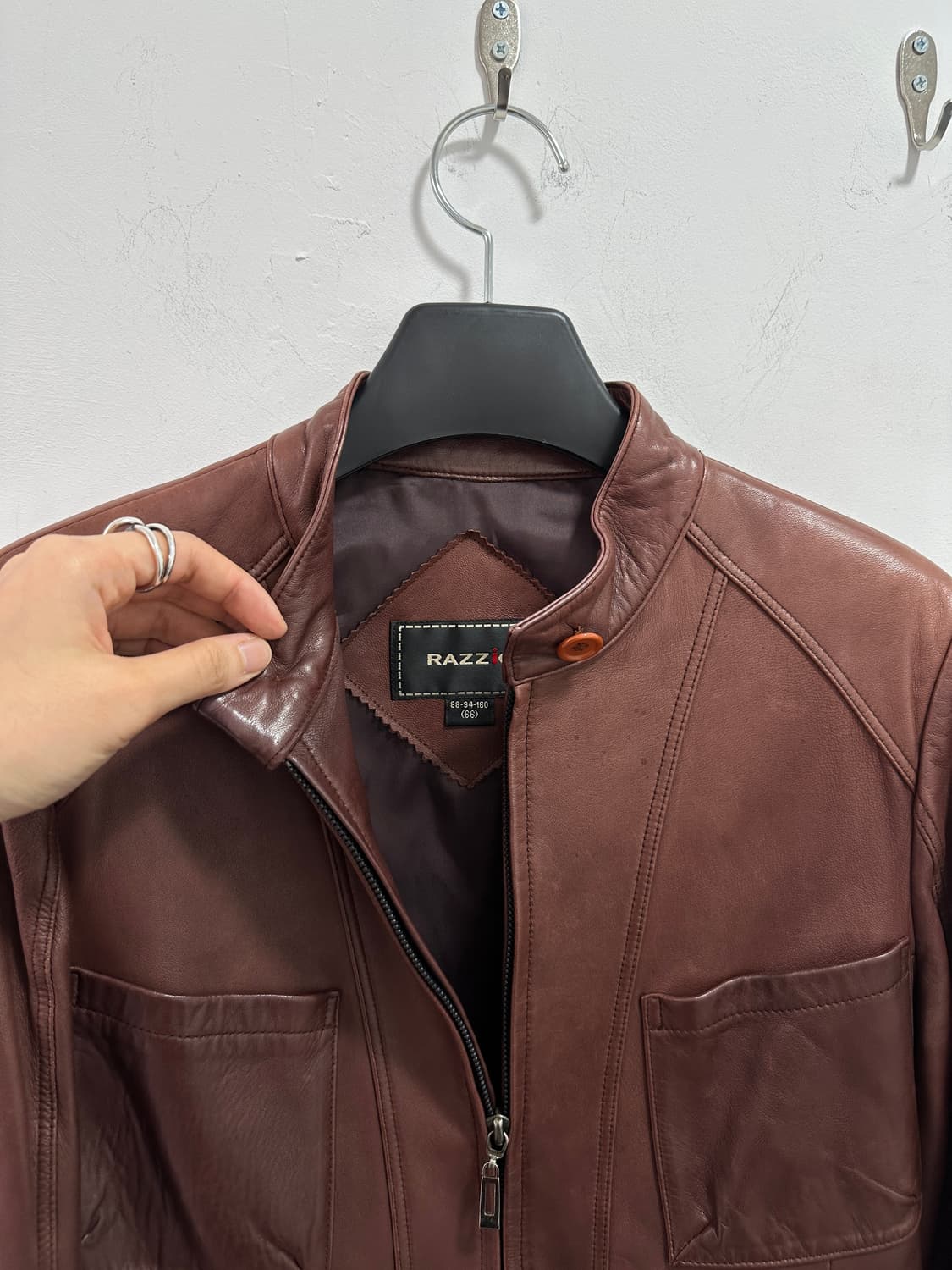 Red brown pocket lambskin jacket 상품이미지9