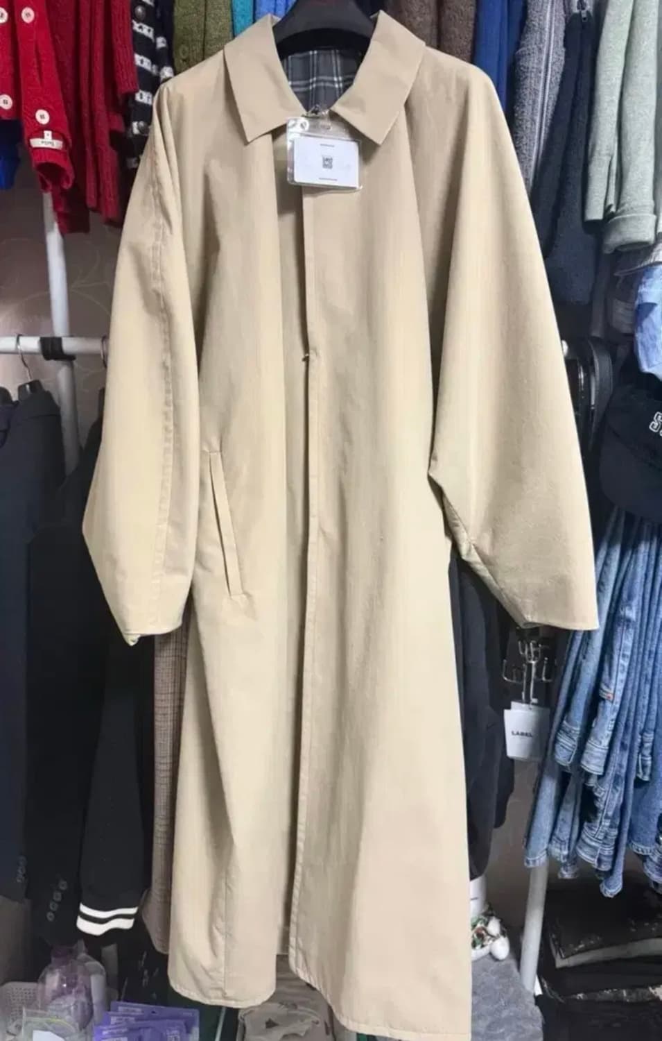 stu 에스티유 23fw 돌먼 체크 베이지 M사이즈 팝니다 상품이미지3