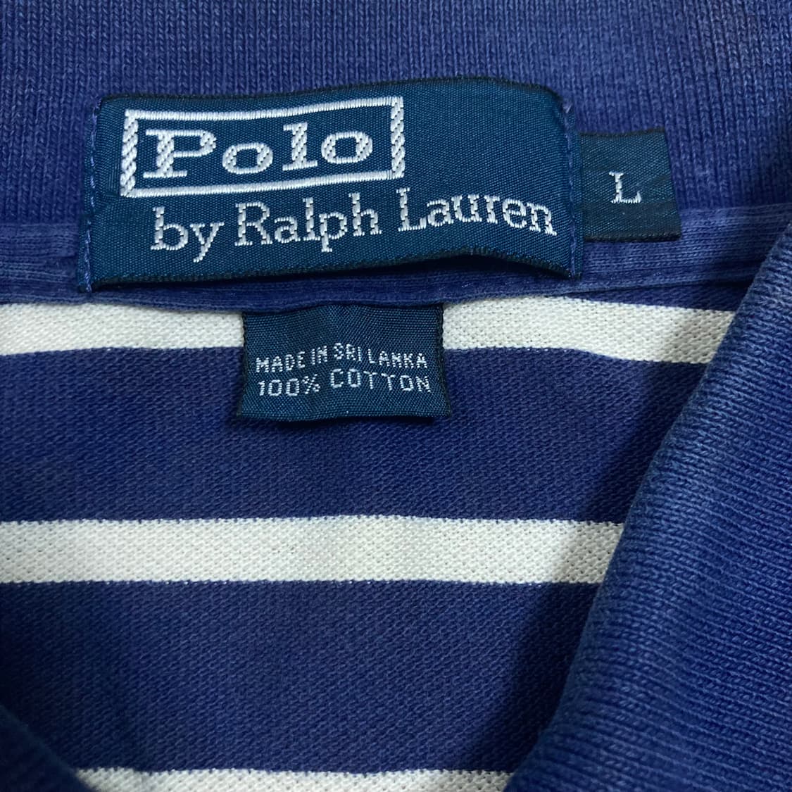 폴로 랄프로렌 스몰 포니 로고 스트라이프 네이비 카라 반팔티 상품이미지3