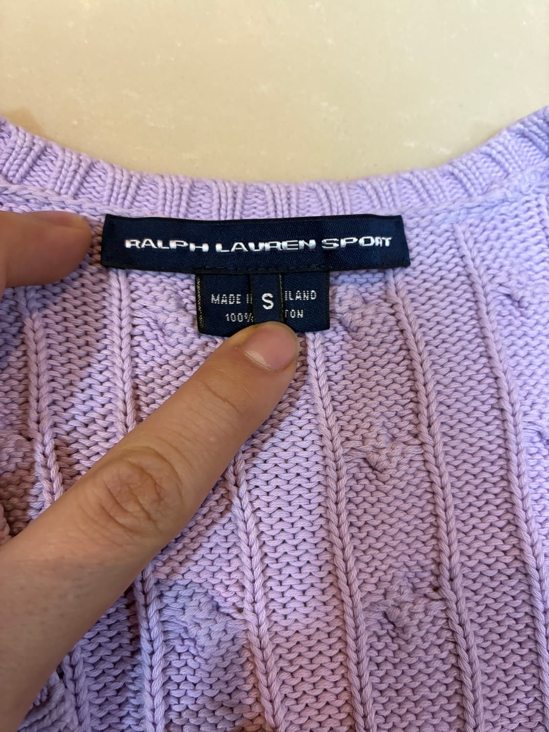 S) 폴로 랄프로렌 스포츠 케이블 꽈배기 니트 코튼 스웨터 라벤더 상품이미지2