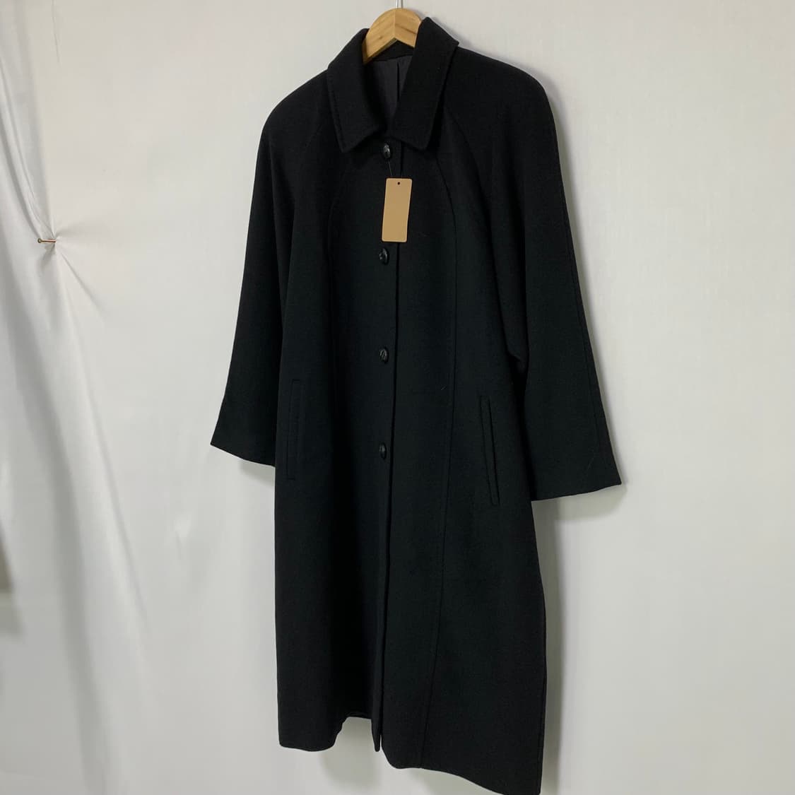 jpn 일본 빈티지 블랙 버튼 롱코트 캐시미어 100% 상품이미지4