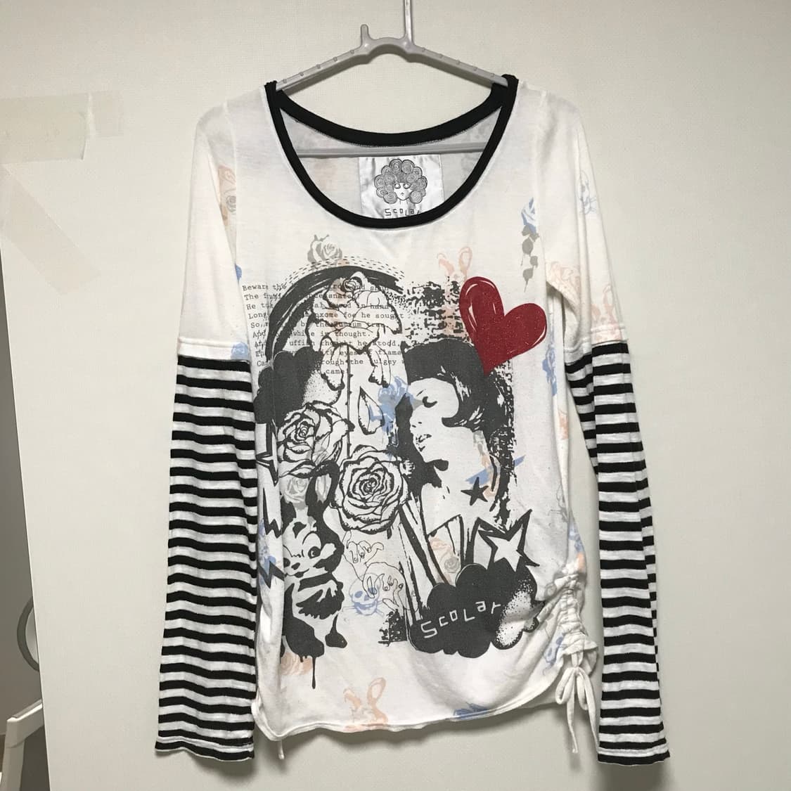 y2k punk 레이어드 셔링 디테일 롱슬리브 상품이미지1