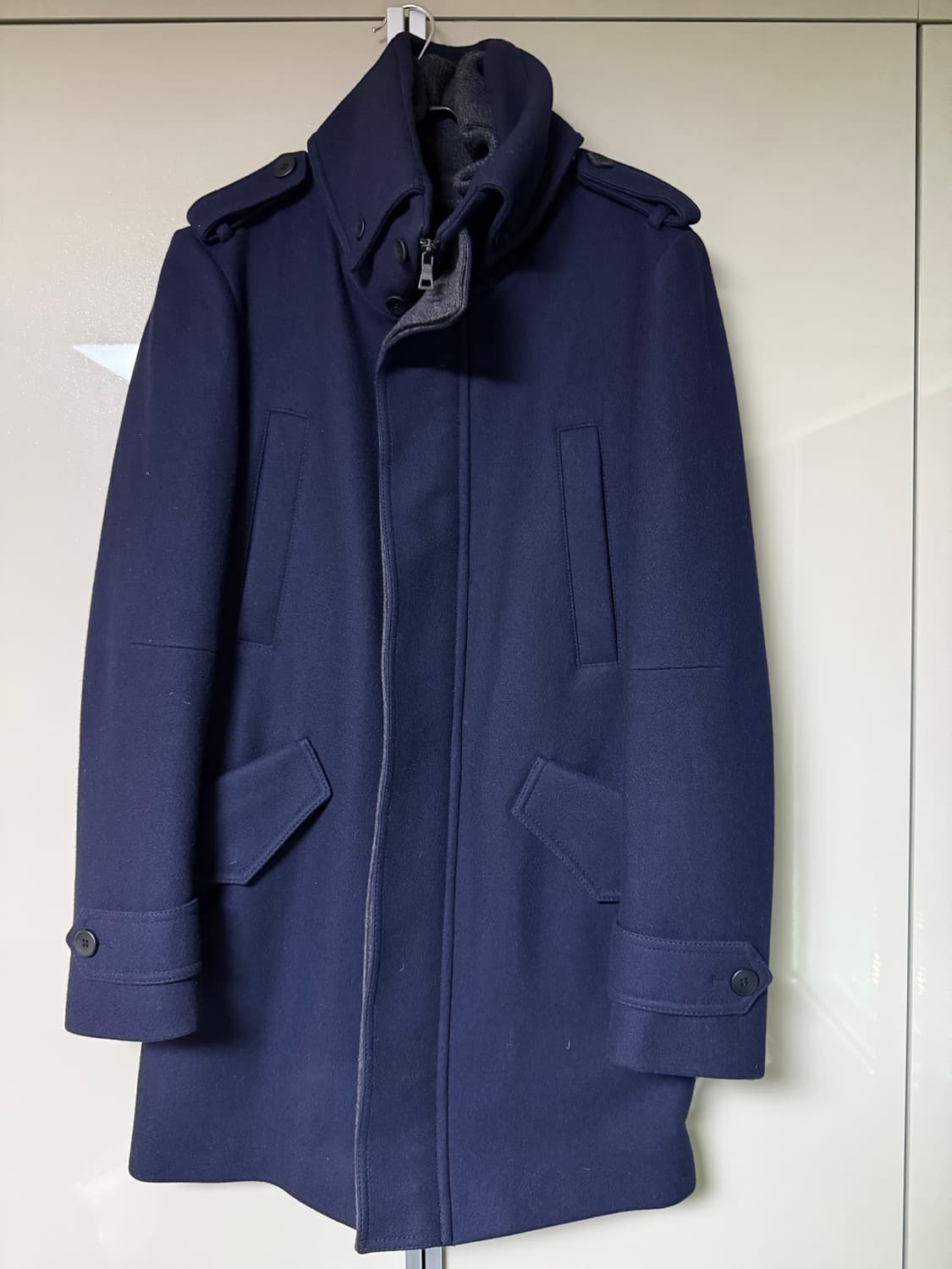 솔리드옴므 네이비 모직 하프코트 100사이즈 상품이미지1