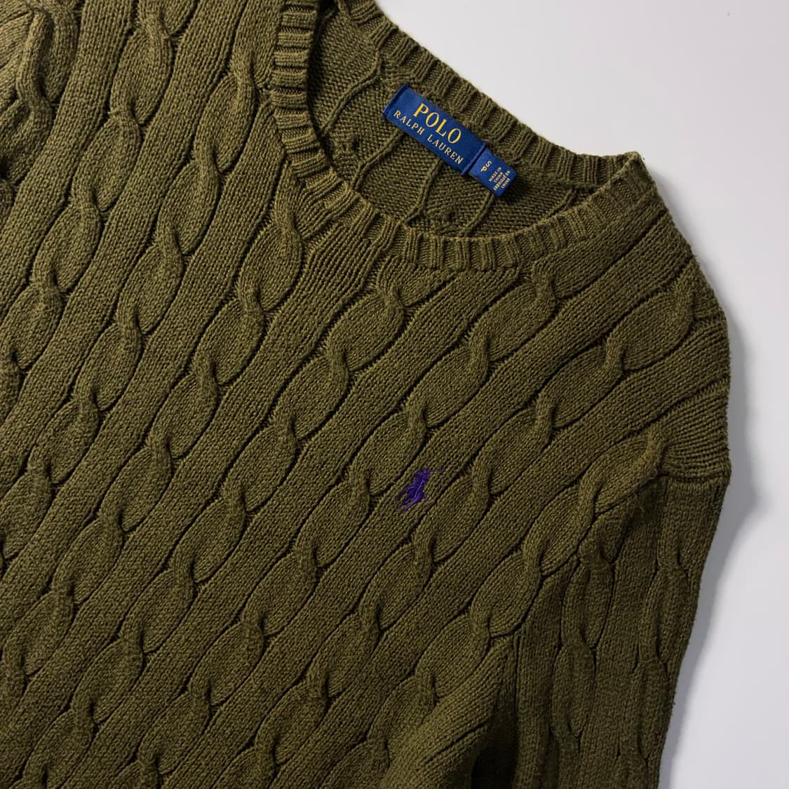 Polo  폴로 랄프로렌 자수 코튼 카키 꽈배기 니트  상품이미지3