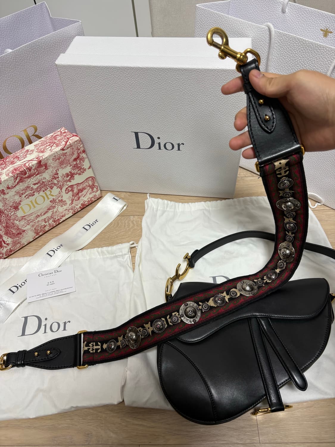 (새상품급, 스트랩포함) 디올 새둘백 미디움, 스트랩 상품이미지10