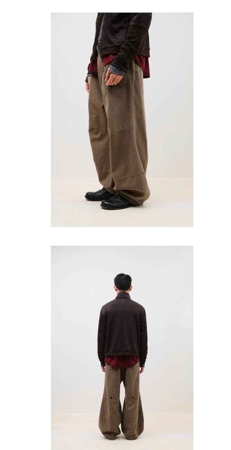 해칭룸 볼륨 팬츠 옥스포드 워시드 다크 베이지 3사이즈 상품이미지4