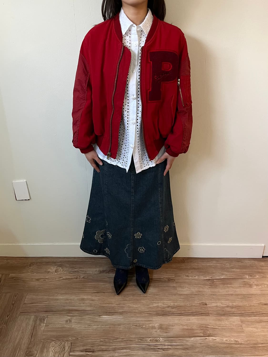 japan vtg 플라워 데님 롱 스커트 상품이미지6