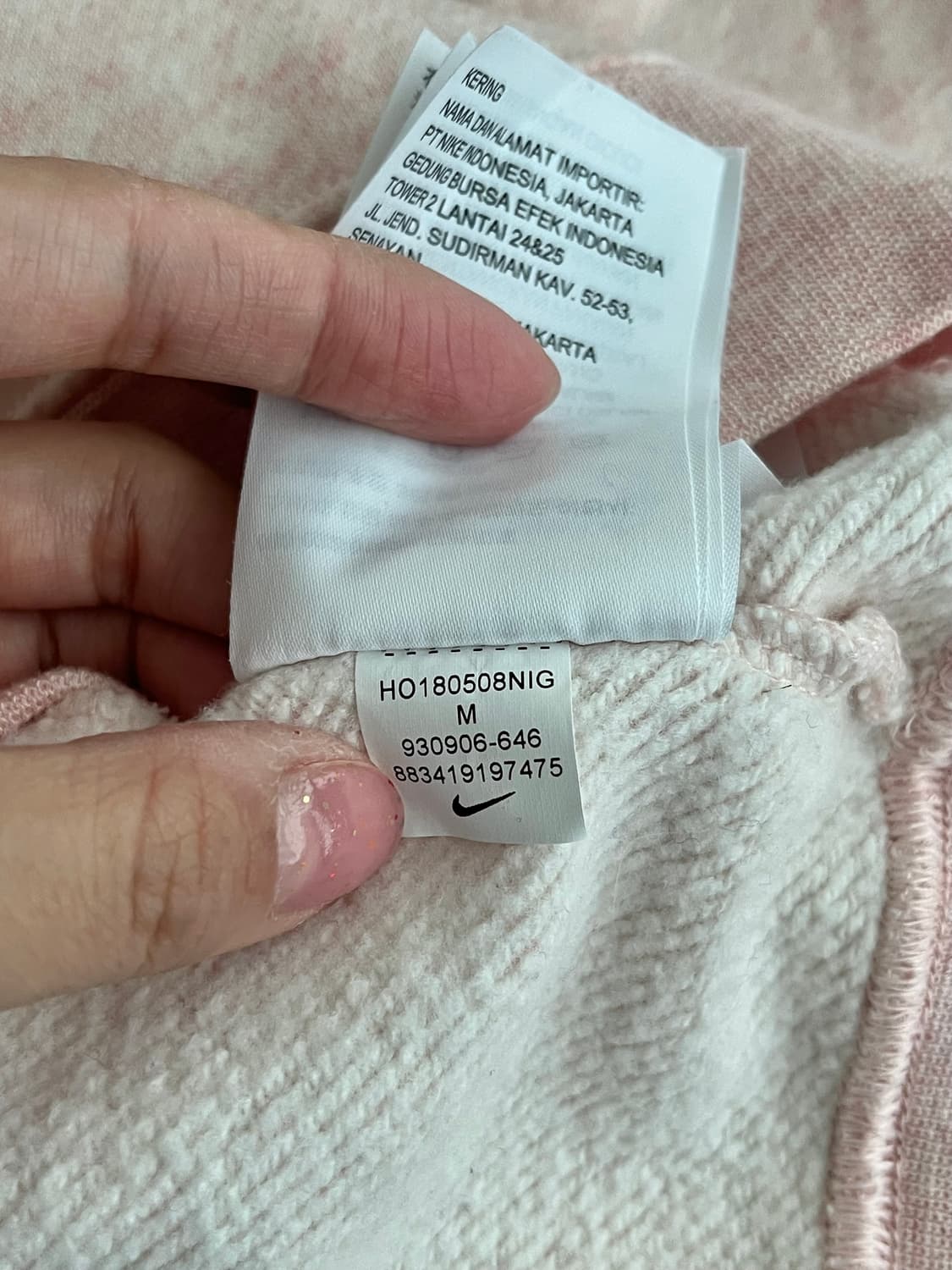 M) 나이키 스우시 기모 맨투맨 핑크 상품이미지7