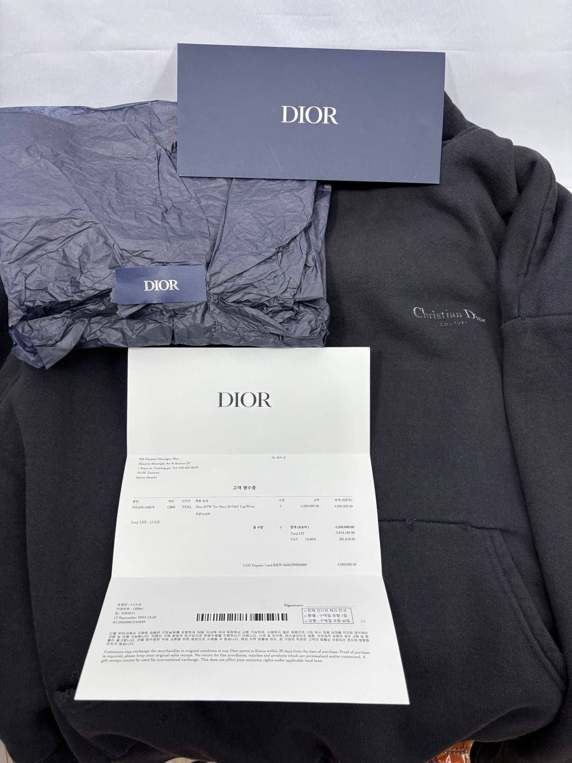 (새상품급,정품)디올 꾸뛰르 백로고 후드티 블랙 XXL 상품이미지9