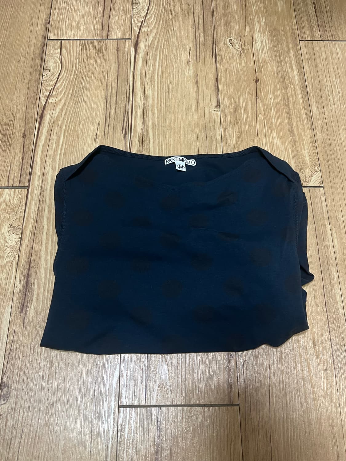 파르티멘토 우먼 도트 스트라이프 올오버 프린티드 롱슬리브 티_네이비 상품이미지1