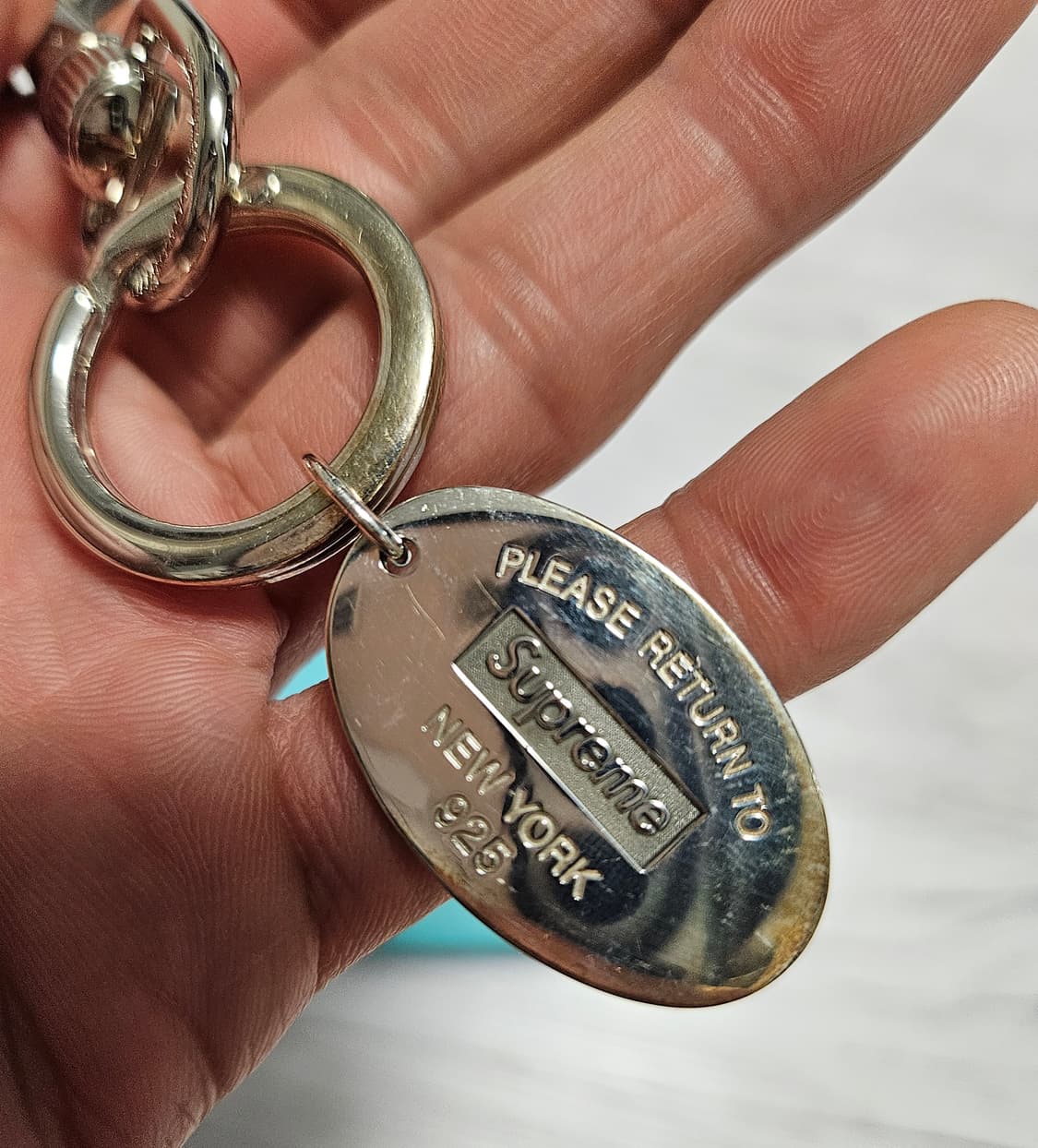 티파니앤코x슈프림 리턴 투 티파니 오발 태그 키링 실버 상품이미지3