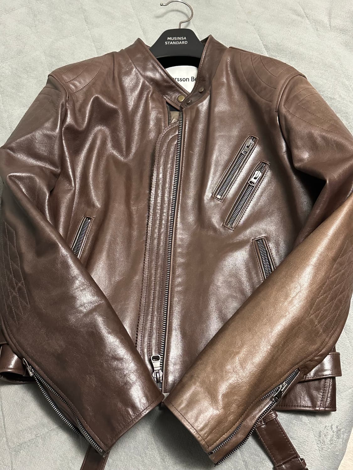 (M) 앤더슨벨 바이커 레더 자켓 상품이미지2