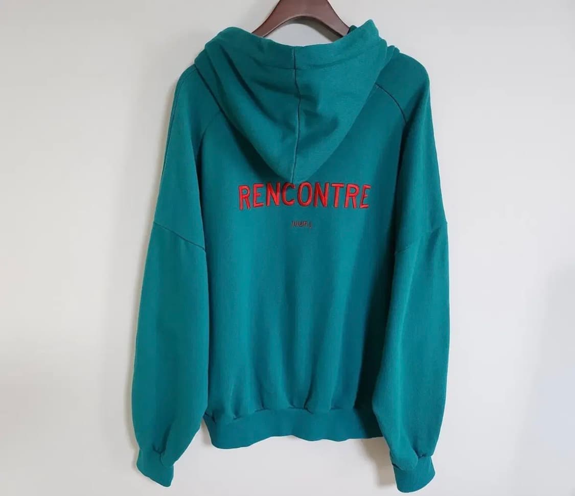 준지 아쿠아그린 랑꽁뜨레 자수 오버핏 후드티 상품이미지6