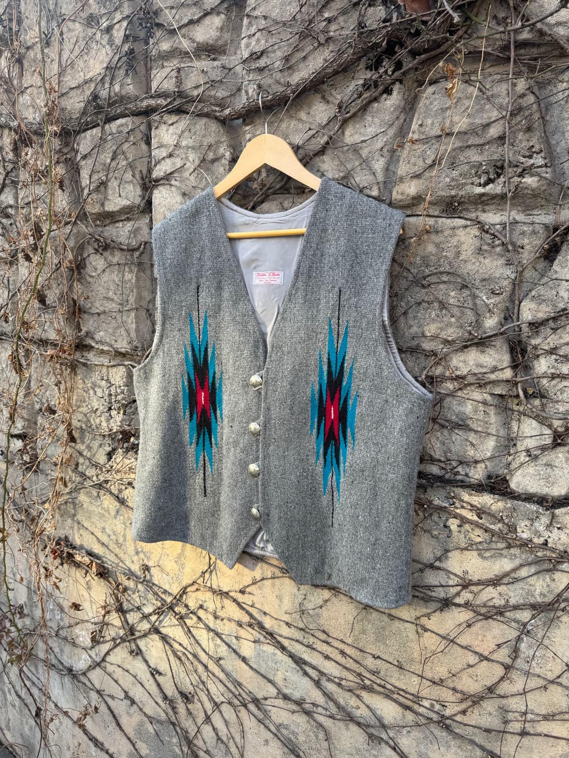 50~60s 빈티지 커스텀 메이드 핸드 우븐 울 오르테가 치마요 베스트 상품이미지3