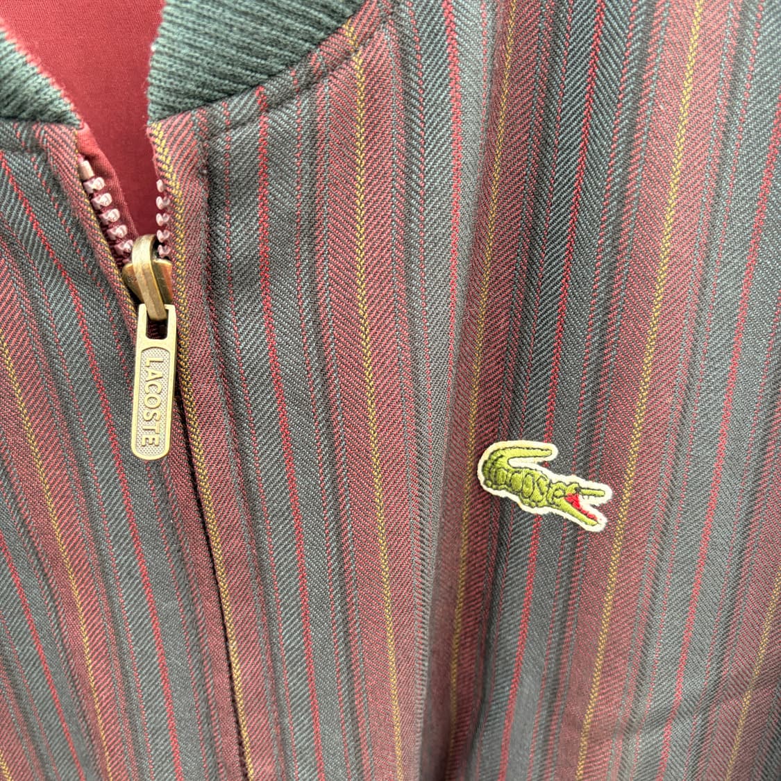 라코스테 90s 올드스쿨 버건디 리버시블 블루종 자켓(100) 상품이미지5