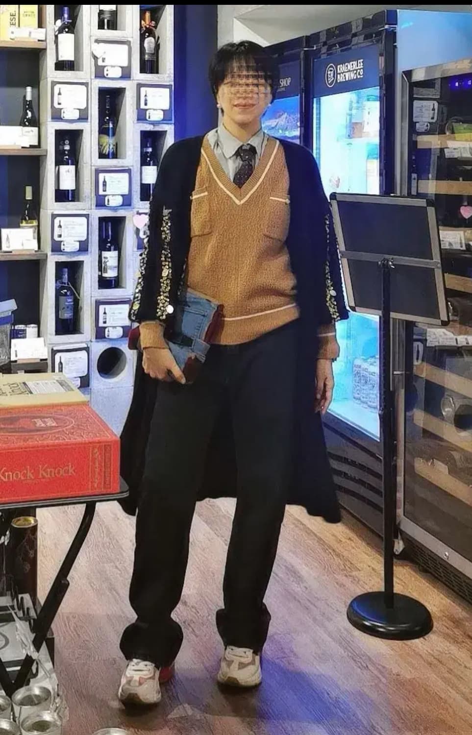 블랙 스팽글 장식 롱 니트가디건 (프리사이즈) 상품이미지1