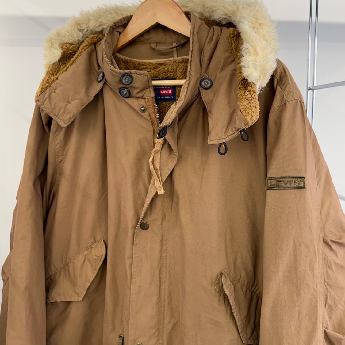 90s 리바이스 브라운 피쉬테일 파카 made in ITALY (L)   상품이미지3