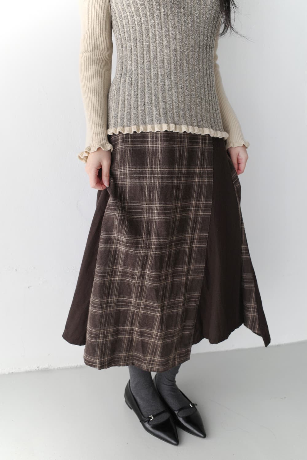 check flared skirt 상품이미지7